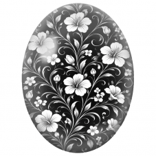 Cabochon en Verre Illustré Hibiscus Blancs sur Fond Noir 13x18, 18x25 ou 30x40mm - Pour la Création de Bijoux Fantaisie - DIY