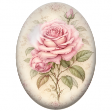 Cabochon en Verre Illustré Grande Rose Rose Vintage 13x18, 18x25 ou 30x40mm - Pour la Création de Bijoux Fantaisie - DIY