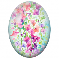 Cabochon en Verre Illustré Pois de Senteur Roses et Violets 13x18, 18x25 ou 30x40mm - Pour la Création de Bijoux Fantaisie - DIY