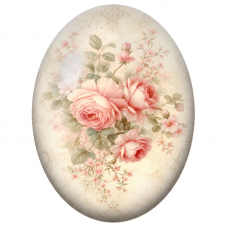 Cabochon en Verre Illustré Roses Anciennes Rose Poudré 13x18, 18x25 ou 30x40mm - Pour la Création de Bijoux Fantaisie - DIY