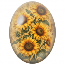 Cabochon en Verre Illustré Tournesols sur Fond Ancien 13x18, 18x25 ou 30x40mm - Pour la Création de Bijoux Fantaisie - DIY