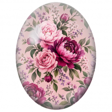 Cabochon en Verre Illustré Pivoines Roses et Bordeaux 13x18, 18x25 ou 30x40mm - Pour la Création de Bijoux Fantaisie - DIY