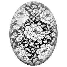 Cabochon en Verre Illustré Pivoines Blanches sur Fond Noir 13x18, 18x25 ou 30x40mm - Pour la Création de Bijoux Fantaisie - DIY