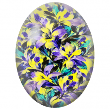 Cabochon en Verre Illustré Lys Abstraits Jaunes et Violets 13x18, 18x25 ou 30x40mm - Pour la Création de Bijoux Fantaisie - DIY