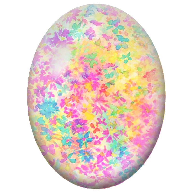 Cabochon en Verre Illustré Jardin Pastel Abstrait 13x18, 18x25 ou 30x40mm