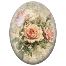 Cabochon en Verre Illustré Roses Patinées et Dentelle Ancienne 13x18, 18x25 ou 30x40mm - Pour la Création de Bijoux Fantaisie