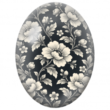 Cabochon en Verre Illustré Fleurs Ivoire sur Fond Bleu Profond 13x18, 18x25 ou 30x40mm - Pour la Création de Bijoux Fantaisie