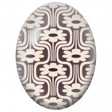 Cabochon en Verre Illustré Marguerites Rétro Beige et Marron 13x18, 18x25 ou 30x40mm - Pour la Création de Bijoux Fantaisie