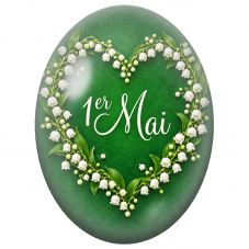 Cabochon en Verre Illustré Cœur de Muguet 1er Mai 13x18, 18x25 ou 30x40mm - Pour la Création de Bijoux Fantaisie - DIY