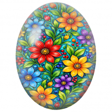 Cabochon en Verre Illustré Fleurs Précieuses Multicolores 13x18, 18x25 ou 30x40mm - Pour la Création de Bijoux Fantaisie - DIY