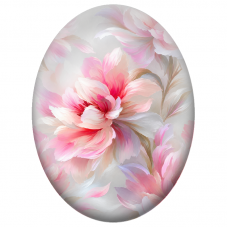Cabochon en Verre Illustré Fleurs Rose Pâle sur Fond Gris 13x18, 18x25 ou 30x40mm - Pour la Création de Bijoux Fantaisie - DIY