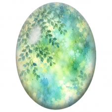 Cabochon en Verre Illustré Feuillage Suspendu à l’Aquarelle 13x18, 18x25 ou 30x40mm - Pour la Création de Bijoux Fantaisie - DIY