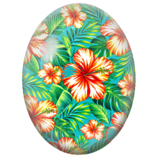 Cabochon en Verre Illustré Hibiscus Blancs Bordés de Rouge 13x18, 18x25 ou 30x40mm - Pour la Création de Bijoux Fantaisie - DIY