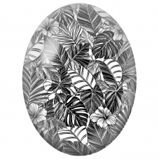 Cabochon en Verre Illustré Feuillage Tropical Noir et Blanc 13x18, 18x25 ou 30x40mm - Pour la Création de Bijoux Fantaisie - DIY