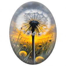 Cabochon en Verre Illustré Pissenlit Géant au Coucher du Soleil 13x18, 18x25 ou 30x40mm - Pour la Création de Bijoux Fantaisie