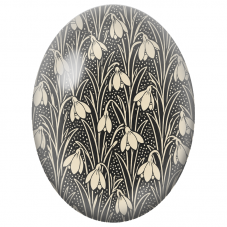 Cabochon en Verre Illustré Perce-Neige Ivoire sur Fond Noir 13x18, 18x25 ou 30x40mm - Pour la Création de Bijoux Fantaisie - DIY