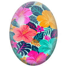 Cabochon en Verre Illustré Hibiscus Pop Multicolores 13x18, 18x25 ou 30x40mm - Pour la Création de Bijoux Fantaisie - DIY
