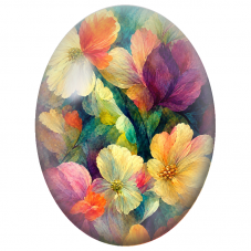 Cabochon en Verre Illustré Fleurs aux Couleurs d’Automne 13x18, 18x25 ou 30x40mm - Pour la Création de Bijoux Fantaisie - DIY