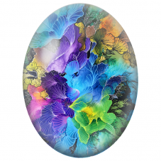 Cabochon en Verre Illustré Fleurs Lumineuses Multicolores 13x18, 18x25 ou 30x40mm - Pour la Création de Bijoux Fantaisie - DIY