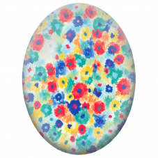 Cabochon en Verre Illustré Fleurs Impressionnistes Multicolores 13x18, 18x25 ou 30x40mm - Pour la Création de Bijoux Fantaisie