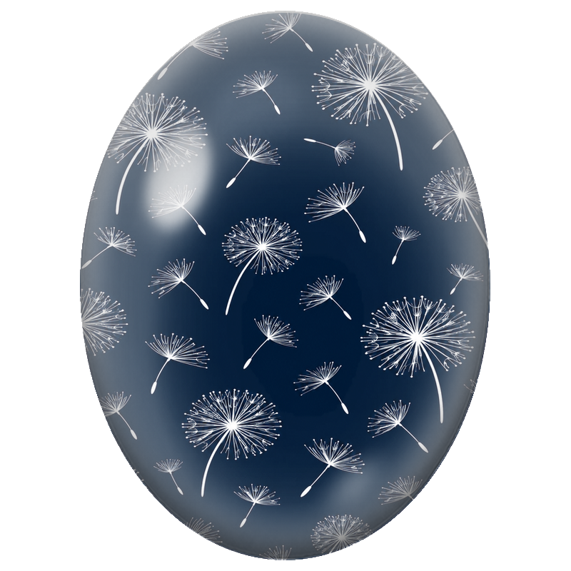 Cabochon en Verre Illustré Pissenlits Blancs sur Fond Bleu Nuit 13x18, 18x25 ou 30x40mm