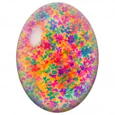 Cabochon en Verre Illustré Prairie Fleurie aux Couleurs Chaudes 13x18, 18x25 ou 30x40mm - Pour la Création de Bijoux Fantaisie