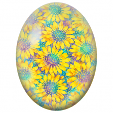 Cabochon en Verre Illustré Tournesols Jaunes à l’Aquarelle 13x18, 18x25 ou 30x40mm - Pour la Création de Bijoux Fantaisie - DIY