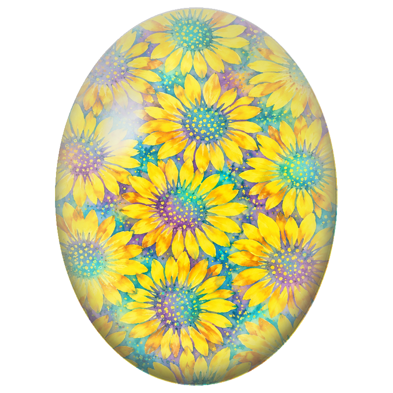 Cabochon en Verre Illustré Tournesols Jaunes à l’Aquarelle 13x18, 18x25 ou 30x40mm