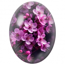 Cabochon en Verre Illustré Fleurs de Cerisier Fuchsia 13x18, 18x25 ou 30x40mm - Pour la Création de Bijoux Fantaisie - DIY
