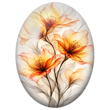 Cabochon en Verre Illustré Fleurs Orange Transparentes 13x18, 18x25 ou 30x40mm - Pour la Création de Bijoux Fantaisie - DIY