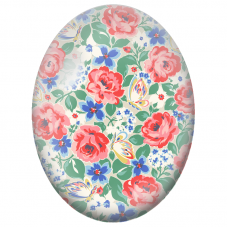 Cabochon en Verre Illustré Roses Corail et Papillons Rétro 13x18, 18x25 ou 30x40mm - Pour la Création de Bijoux Fantaisie - DIY