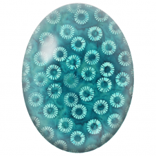 Cabochon en Verre Illustré Rosaces Turquoise sur Fond Bleu 13x18, 18x25 ou 30x40mm - Pour la Création de Bijoux Fantaisie - DIY