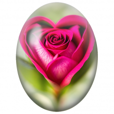 Cabochon en Verre Illustré Bouton de Rose en Forme de Cœur 13x18, 18x25 ou 30x40mm - Pour la Création de Bijoux Fantaisie - DIY