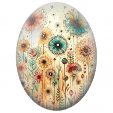 Cabochon en Verre Illustré Jardin de Fleurs Sphériques 13x18, 18x25 ou 30x40mm - Pour la Création de Bijoux Fantaisie - DIY
