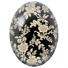 Cabochon en Verre Illustré Fleurs Ivoire sur Fond Noir 13x18, 18x25 ou 30x40mm - Pour la Création de Bijoux Fantaisie - DIY