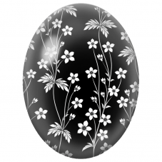 Cabochon en Verre Illustré Fleurs Blanches Élancées sur Fond Noir 13x18, 18x25 ou 30x40mm - Pour la Création de Bijoux Fantaisie