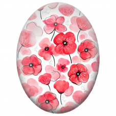 Cabochon en Verre Illustré Coquelicots Rouges à l’Aquarelle 13x18, 18x25 ou 30x40mm - Pour la Création de Bijoux Fantaisie - DIY