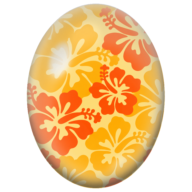 Cabochon en Verre Illustré Hibiscus Orange Rétro 13x18, 18x25 ou 30x40mm