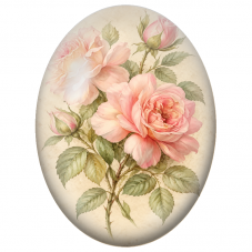 Cabochon en Verre Illustré Roses Anciennes Rose Poudré 13x18, 18x25 ou 30x40mm - Pour la Création de Bijoux Fantaisie - DIY