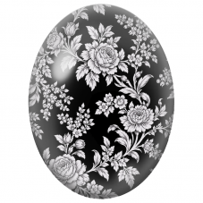 Cabochon en Verre Illustré Fleurs Blanches sur Fond Noir 13x18, 18x25 ou 30x40mm - Pour la Création de Bijoux Fantaisie - DIY