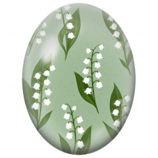 Cabochon en Verre Illustré Brins de Muguet sur Fond Vert 13x18, 18x25 ou 30x40mm - Pour la Création de Bijoux Fantaisie - DIY