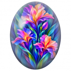 Cabochon en Verre Illustré Fleurs Lumineuses Multicolores 13x18, 18x25 ou 30x40mm - Pour la Création de Bijoux Fantaisie - DIY