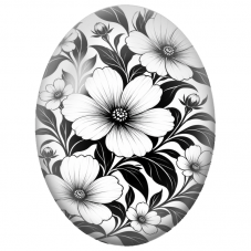 Cabochon en Verre Illustré Fleurs Noires et Blanches 13x18, 18x25 ou 30x40mm - Pour la Création de Bijoux Fantaisie - DIY