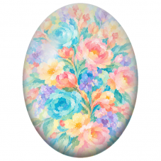 Cabochon en Verre Illustré Fleurs Pastel Impressionnistes 13x18, 18x25 ou 30x40mm - Pour la Création de Bijoux Fantaisie - DIY