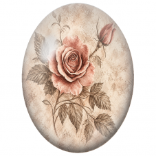 Cabochon en Verre Illustré Rose Ancienne Sépia 13x18, 18x25 ou 30x40mm - Pour la Création de Bijoux Fantaisie - DIY