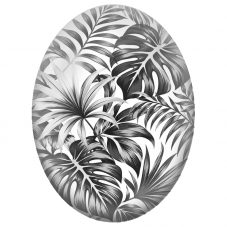 Cabochon en Verre Illustré Feuillage Tropical Noir et Blanc 13x18, 18x25 ou 30x40mm - Pour la Création de Bijoux Fantaisie - DIY