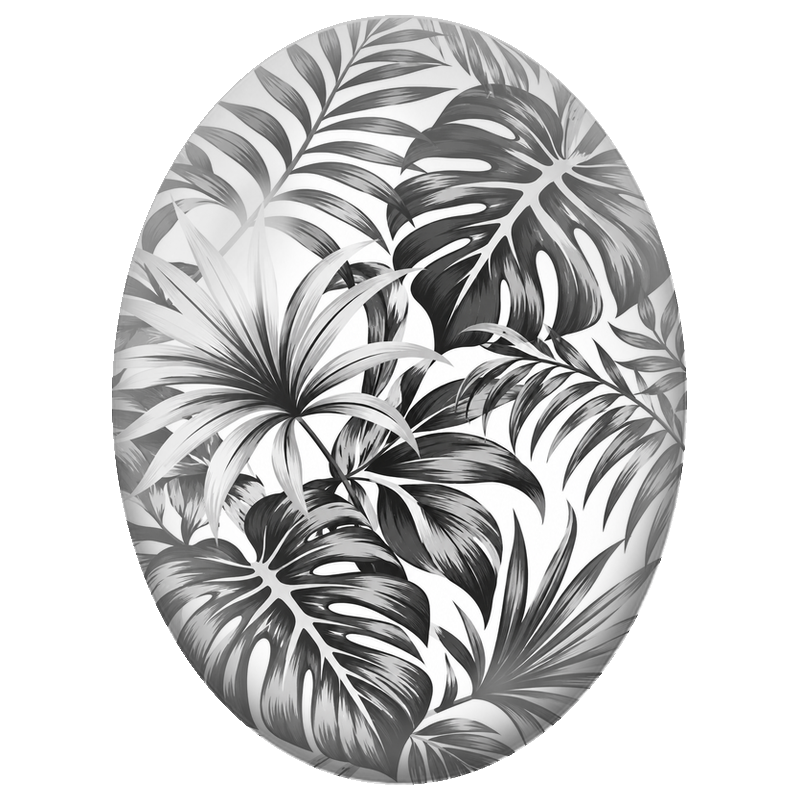 Cabochon en Verre Illustré Feuillage Tropical Noir et Blanc 13x18, 18x25 ou 30x40mm