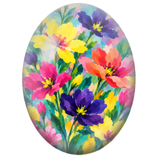 Cabochon en Verre Illustré Fleurs Jaunes Roses et Violettes 13x18, 18x25 ou 30x40mm - Pour la Création de Bijoux Fantaisie - DIY