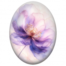 Cabochon en Verre Illustré Grande Fleur Violette Transparente 13x18, 18x25 ou 30x40mm - Pour la Création de Bijoux Fantaisie