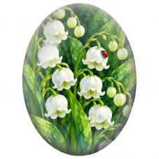 Cabochon en Verre Illustré Muguet et Coccinelle 13x18, 18x25 ou 30x40mm - Pour la Création de Bijoux Fantaisie - DIY